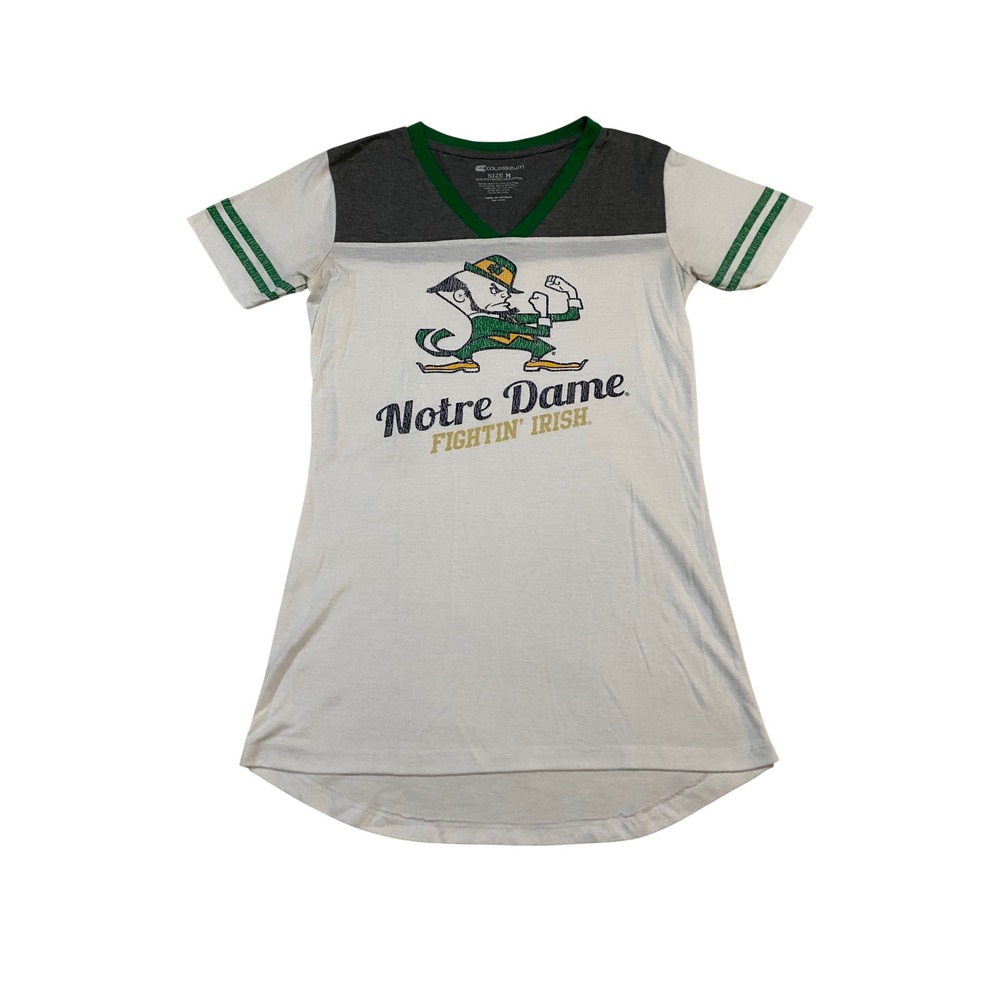 Colosseum Notre Dame Fighting Irish T-Shirt White Grey Women Medium